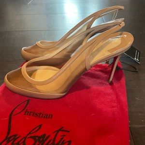 Authentic Christian Louboutin mesh sling backs